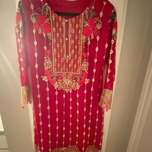 Red and Gold Shalwar Kameez